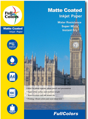 

Full Color Full Colors 150gsm Matte Coated Inkjet Paper Matte Coated Paper A4 Photo Paper(Set of 1, White)