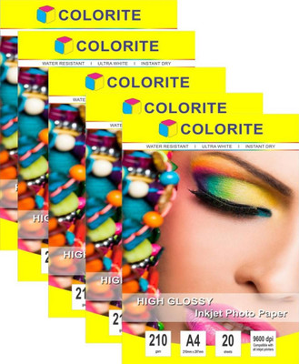 

Colorite 210gsm Cast Coated Inkjet Unruled A4 Photo Paper(Set of 5, White)