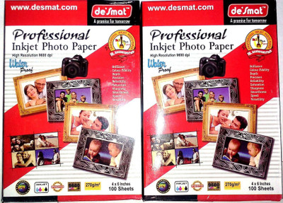 

Desmat Series of 100 Sheets Unrulled 4"x6" Photo Paper(Set of 2, White)