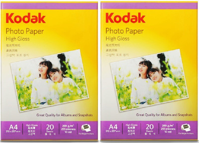 

Kodak Kodak HG inkjet 200 GSM A4 Photo Paper Unruled A4 Inkjet Paper(Set of 2, White)
