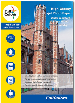 

Full Color Full Colors 135gsm High Glossy Inkjet Photo Paper Inkjet Photo Paper A4 Photo Paper(Set of 1, White)
