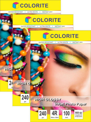 Colorite 240gsm Cast Coated Inkjet Unruled 4R Photo Paper(Set of 3, White) Flipkart