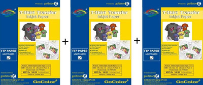 28% OFF on Gocolor TShirt Transfer 120 GSM - 5 Sheets Inkjet Photo Paper For Light Fabrics x 3 Pack Unruled A4 Photo Paper(Set of 3, White)