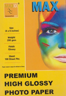 

Max 4*6 Premium High Glossy 200gsm Photo Paper(Set of 100, White)