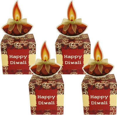 

Crack of Dawn Crafts Printed Party Box(Red, Gold, Pack of 4)