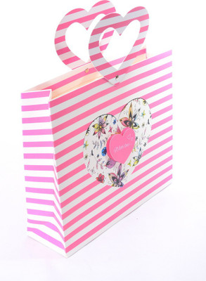 

Enwraps Love Handle Stripes (3pc ) Printed Party Bag(Pink, Pack of 3)