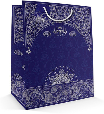 

Paper Bag Zone Printed Party Bag(Blue, White, Pack of 10)