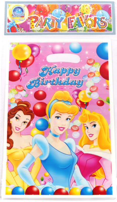 

Funcart Three Princess Lootbag Printed Party Bag(Pink, Pack of 6)