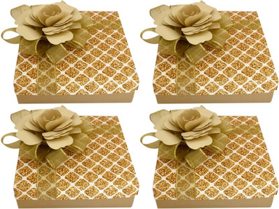 

Crack of Dawn Crafts Printed Party Box(Gold, Pack of 4)