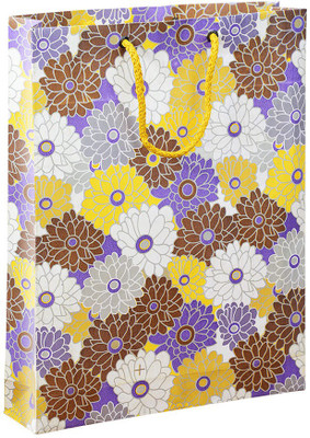 

Bdpp Paper Processers Multicolor Floral Printed Party Bag(Yellow, Purple, Silver, Pack of 10)