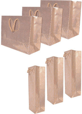 

Star Pennsylvania Italian Metallic Golden Polka Dots Assorted Size Printed Party Bag(Gold, Pack of 6)