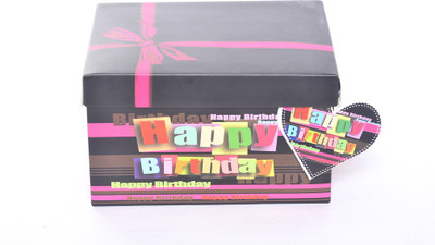 

Enwraps Black Pink Happy birthday Gift (1Pc) 14.5*10.7*9 (LBHcm) Printed Party Box(Multicolor, Pack of 1)