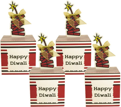 

Crack of Dawn Crafts Printed Party Box(Red, Black, White, Pack of 4)