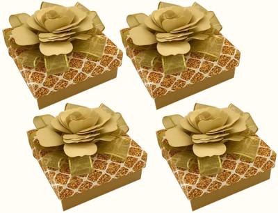 

Crack of Dawn Crafts Printed Party Box(Gold, Pack of 4)
