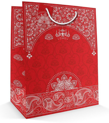 

Paper Bag Zone Printed Party Bag(Red, White, Pack of 10)
