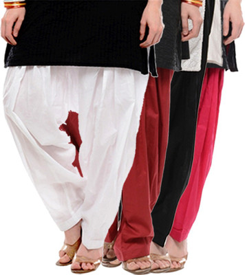 

NGT Cotton Solid Patiala, Black;maroon;rani pink and white