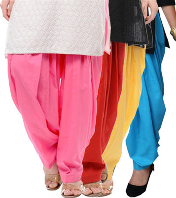 

NGT Cotton Solid Patiala, Red;pink;lemon yellow and sky blue