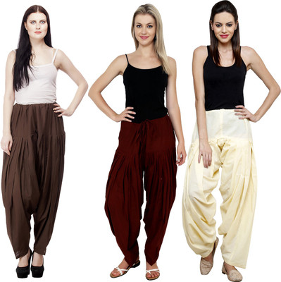 Pistaa Cotton Blend Solid Patiala