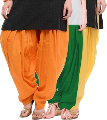 

NGT Cotton Solid Patiala, Orange;green and lemon yellow