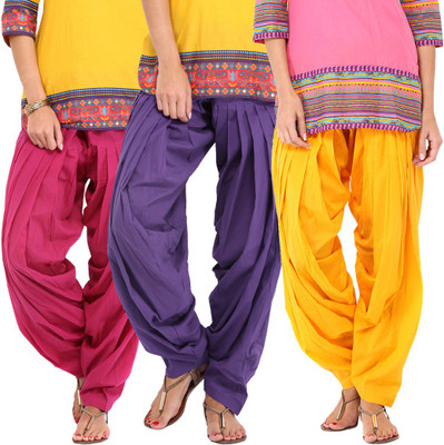 

E'Hiose Cotton Solid Patiala, Pink;purple;yellow