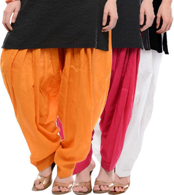 

NGT Cotton Solid Patiala, Orange;rani pink and white