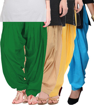 

NGT Cotton Solid Patiala, Green;lemon yellow;beige and sky blue