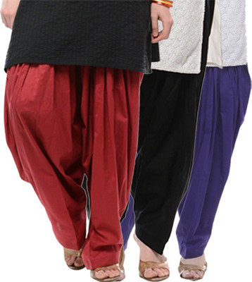 

NGT Cotton Solid Patiala, Black;royal blue and maroon