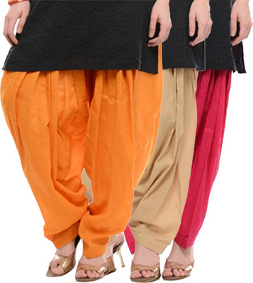 

NGT Cotton Solid Patiala, Orange;beige and rani pink