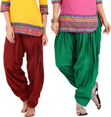 

E'Hiose Cotton Solid Patiala, Green;maroon