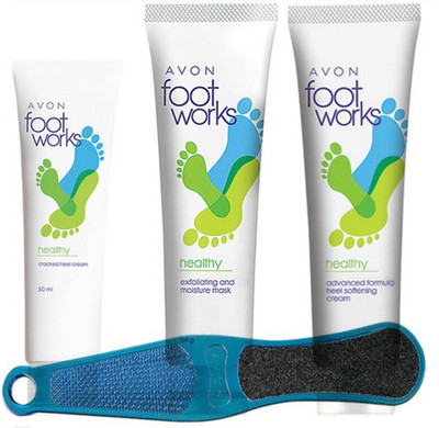 

Avon Exfoliating & Moisture Mask with Advance Formula Heel Softening,Cracked Heel,Cream and Foot File(250 g, Set of 4)