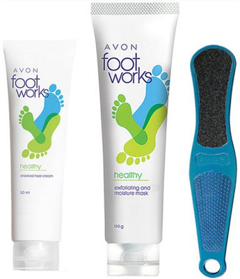 

Avon Cracked Heel Cream (50g) + Exfoliating & Moisture Mask (100g) + Footfile(150 g, Set of 4)