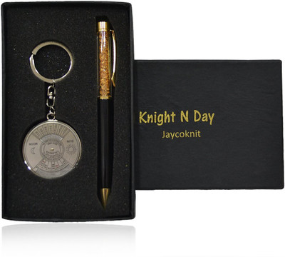 Jaycoknit Knight N Day's Gold Dzire Metal Pen,Calendar Key chain Corporate Pen Gift Set(Pack of 2)
