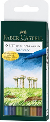 

Faber-Castell "Landscape" Brush Pitt Artist Fineliner Pen(Pack of 6)