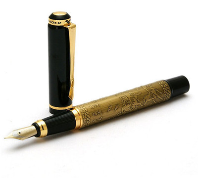 

BAOER Carved Eight Horse-Buoer Written on Cap Head Fountain Pen