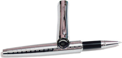 

Perfect Chromed Metal With Check Grid Lines Roller Ball Pen