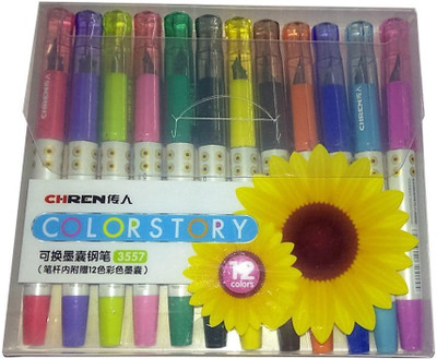 

RSI Rashi Infomedia TM Set of 12 Multicolor Fountain Pens with 1 Free Cartridges Pack Multi-function Pen(Pack of 12)