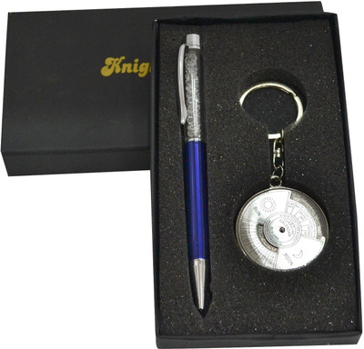 

Jaycoknit Knight N Day's Royal Blue Series Metal Pen,Calendar Key chain,Corporate Pen Gift Set(Pack of 2)