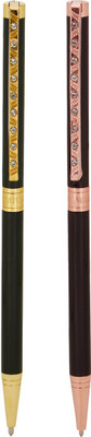 

Giftvenue Exclusive Black Finish Ball Pens with Diamond Trim Ball Pen(Pack of 2)