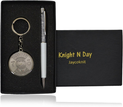 

Jaycoknit Knight N Day's White Lily Touch Metal Pen,Calendar Key chain Corporate Pen Gift Set(Pack of 2)