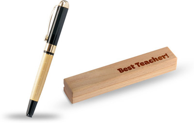 

Presto Happy Teachers Day Gift with Engraved Wooden Box Roller Ball Pen(Pack of 2)