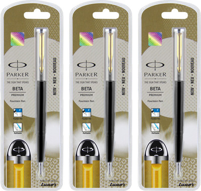 

Parker BETA Premium Gold Trim Silver Fountain Pen(Pack of 3)