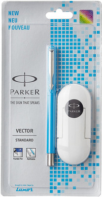 

Parker Vector Standard Chrome Trim Fine with 3 Ink Cart Fountain Pen