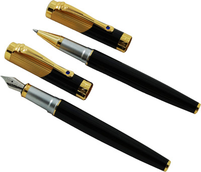 

Auteur Designer Series With Golden Carving and Gemstone Pen Gift Set(Pack of 2)