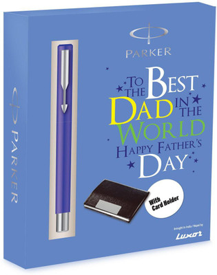

Parker Vector Std CT Rb with Free Card Holder specially for father's Blue Sleeve Roller Ball Pen