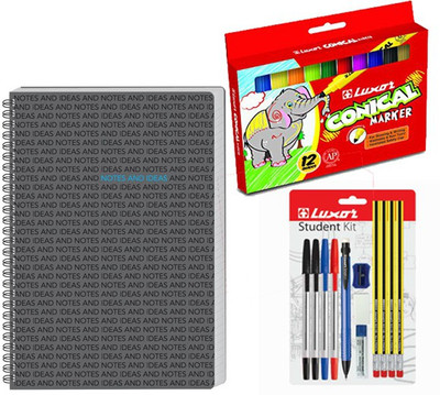 

Luxor Student kit with conical marker and Note book Ball Pen