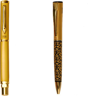 

Hayman 24 CT Gold Plated Designer BUY1 GET 1 FREE Roller Ball Pen(Pack of 2)