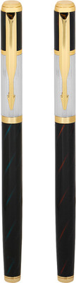 

Giftvenue Black Pens with Silver & Golden Finish Roller Ball Pen(Pack of 2)