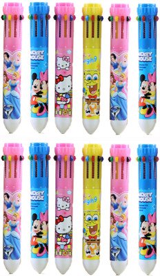 

Gifts Online 10 colour Cartoon Ballpoint Pen, Pack of 12 pens, Return Gift Ball Pen(Pack of 12)