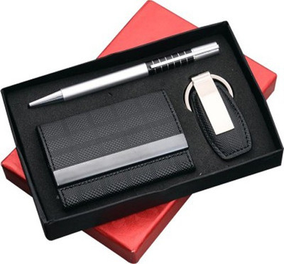 

Empreus 3 in 1 Double side card holder, Leatherette keychain and pen Pen Gift Set