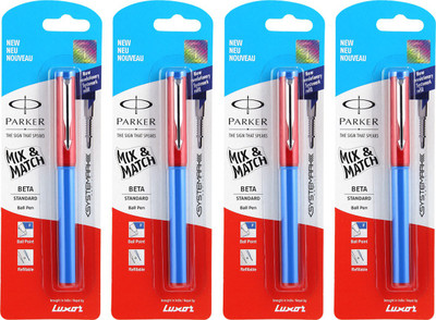 

Parker Beta Std CT (Systemark)F.red & A.Blue Ball Pen(Pack of 4)